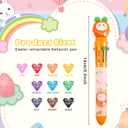 Kosiz 12 Pcs Easter Bunny Pens 0.5 mm Multicolor 10 in 1 Retractable Ballpoint Pens Animals Cute Cartoon Easter Gift for Students Coworkers Office School Supplies