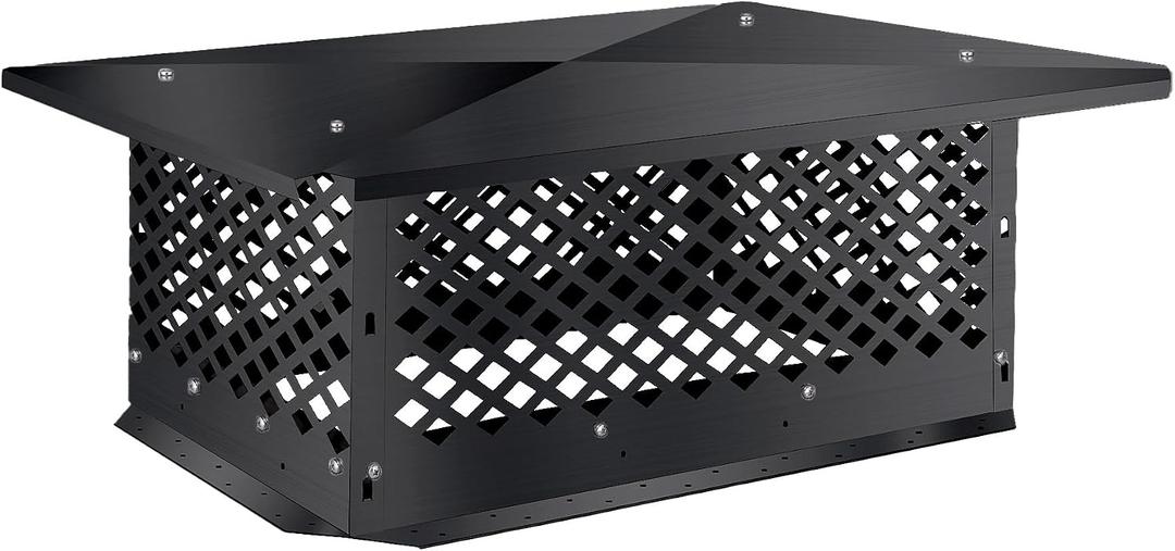 BUYYAH Chimney Cap 13" x 17", Chimney Cover, Bottom Installation Method Adjustable to Fit Outside Existing Clay Flue Tile Dimensions, Black