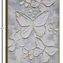 Yihui Arts Handmade Gold Foil Butterfly Wall Art on Textured Gray Canvas - Luxurious Oil Painting for Home Decor, 24"L x 16"W