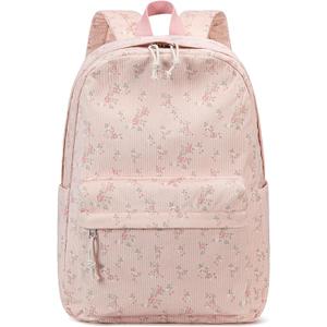 Bluboon School Backpack for Teen Girls Bookbags Elementary High School Corduroy Laptop Bags Women Travel Daypacks (Corduroy Floral 202 Pink)