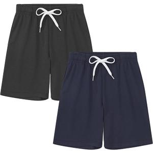 DANI CHINS Boys Loose Athletic Shorts with Pockets for Casual Sports Outdoor (5, Black, Navy)