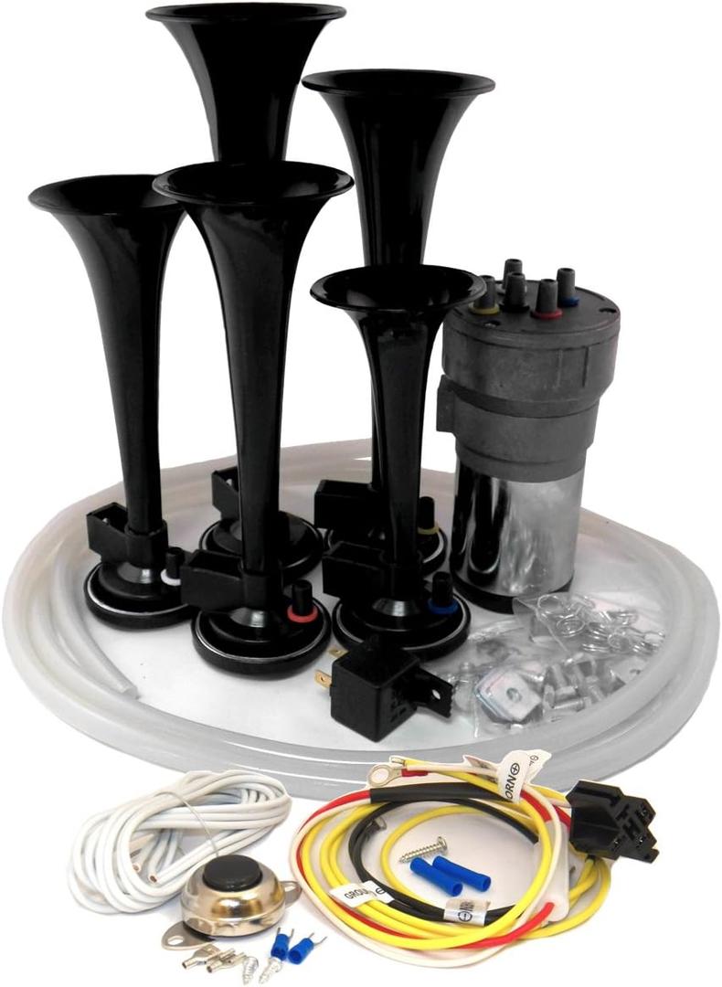 Dixie Air Horn Black - Dixieland Premium Full 12 Note Version with Installation Wire Kit and Button