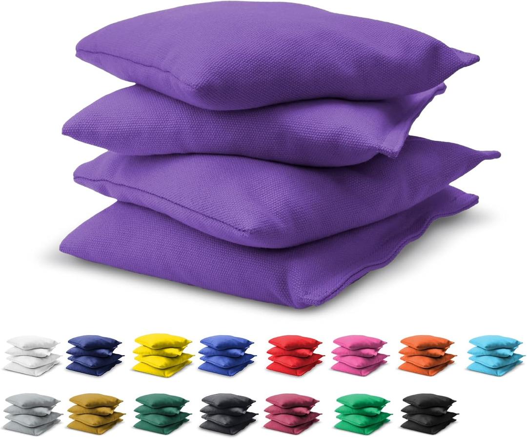 GoSports Cornhole Bean Bags Set of 4-16 Color Regulation All Weather, Mix and Match (Purple)