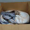 Luxudecor Floral King Comforter Set 7 Pieces Bed in a Bag, White Flower Print on Grey Bedding Set, Soft Reversible Comforter with Sheet Set 104"x90"