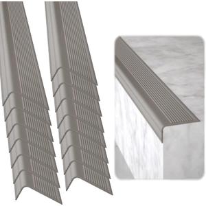 15 x Rubber Bond Stair Edge Protector (Pack of 15) 36x2x1 inch Anti-Slip Stair Corner Trim Rubber Strips - Waterproof Self-Adhesive Staircases for Outdoor & Indoor Uses | Protect Kids & Pets - Grey