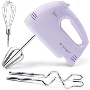 Handmixer Electric Handheld - 7 Speed Portable Kitchen Mixer Electric with 5 Stainless Steel Accessories Whisk, Food Beater for Whipping Mixing Cookies Cakes Eggs, Purple