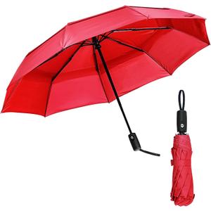 Mr. Pen- Windproof Travel Umbrella, Small Water-Resistant Automatic Folding Umbrella for Rain and Sun, Light, Compact and Portable for Women & Men, Fits Car & Backpack (Fiery Red)