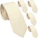 Skinny Ties for Men, Solid Color 2.5 inch Slim Neckties 1 or 5 Pack Plain Tie (60 Champagne)