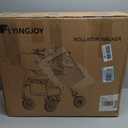 Lightweight Rollator Walker with Seat & Backrest - Foldable Mobility Aid for Seniors, 8" Large Airless Tires, Adjustable Height,Brake,Storage Bag,300 lbs Capacity,4 Wheel Rolling Walkers for Adults