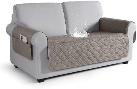 VANSOFY Couch Cover, Waterproof Sofa Covers Washable Slipcover Furniture Protector Couch Seat Covers Non-Slip Couch Cover for Dogs, Pets(Loveseat Plus, Khaki)