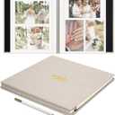 Remowith Self Adhesive Photo Album, Beige Scrapbook Album with DIY 40 Blank Pages, Wedding Photo Album with A Metallic Pen for 4x6 5x7 2x3 Pictures, 10.6"x11"