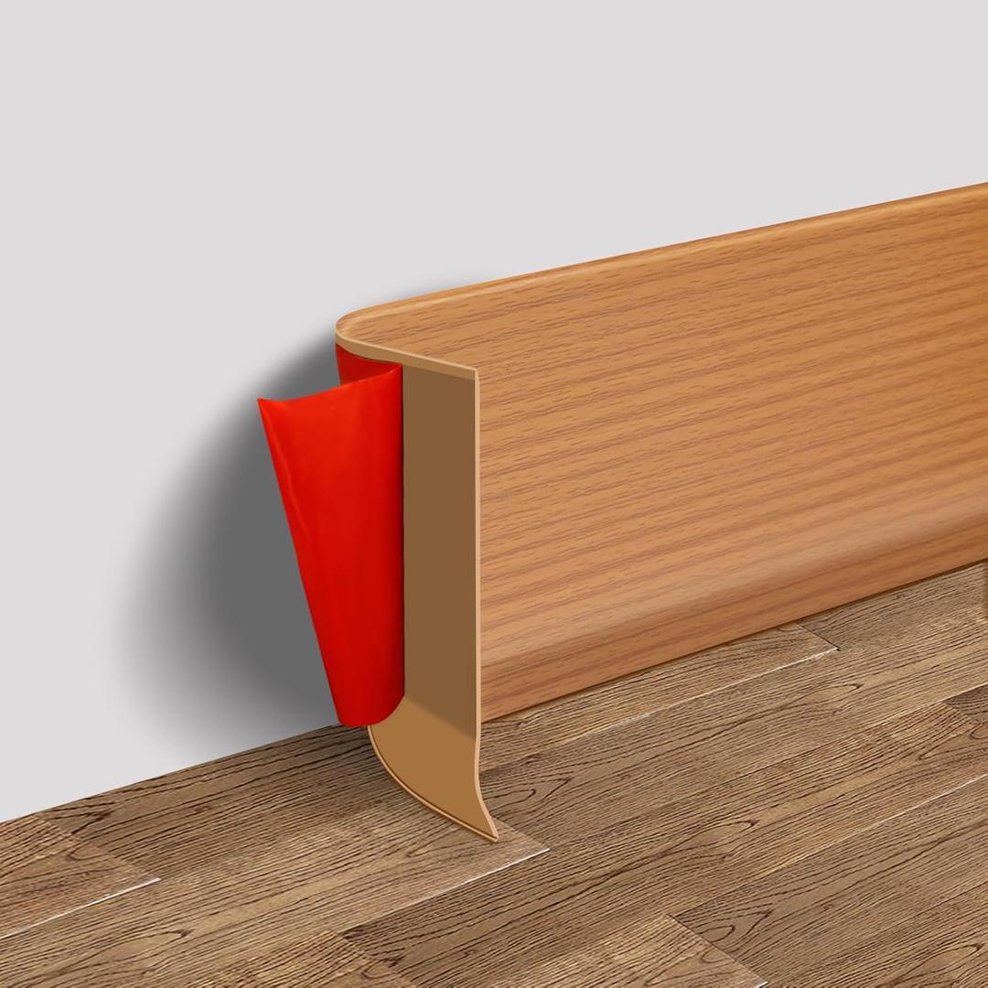 Vinyl Wall Base Baseboard Molding Trim 4" Flexible Self Adhesive Rubber Wall Base Moulding Trim Peel and Stick Design, 4 Inch x 20 Feet, Yellow Wood Grain