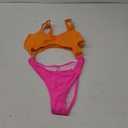 Sovoyontee Women's Sexy One Piece Swimsuits Cheeky Thong Bikini Bathing Suit Cut Out Monokini Orange & Pink S