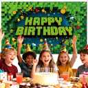 Pixel Happy Birthday Banner, Video Game Theme Birthday Pixel Banner Backdrop Cool Gaming Party Supply with Ribbon for Party Decoration Home Celebration for Kids