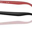 Ray-Ban Kids' Ry1632f Low Bridge Fit Round Prescription Eyewear Frames (Black on Rubber Red/Demo Lens)