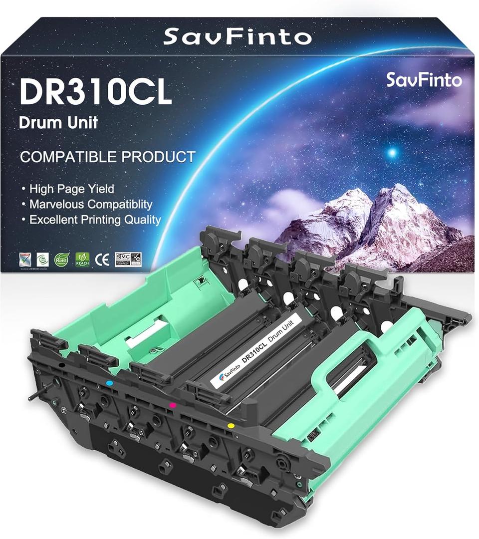 DR310CL DR-310CL Imaging Drum Unit Replacement for Brother DR310 Drum for HL-4150CDN, HL-4570CDW, HL-4570CDWT, MFC-9460CDN, MFC-9560CDW, MFC-9970CDW Printer (25,000 Pages, B/C/M/Y, 4-Pack