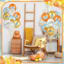 100 Pcs 12 Inches Little Pumpkin Baby Shower Balloons, a Little Pumpkin Is on The Way Fall Balloons Orange Blue Maple Leaf Balloon Garland with Confetti for Birthday Party Thanksgiving Decorations