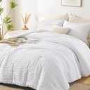 AveLom Seersucker King Comforter Set (104x90 inches), 3 Pieces - 100% Soft Washed Microfiber Lightweight Comforter with 2 Pillowcases, All Season Down Alternative Comforter Set for Bedding, White