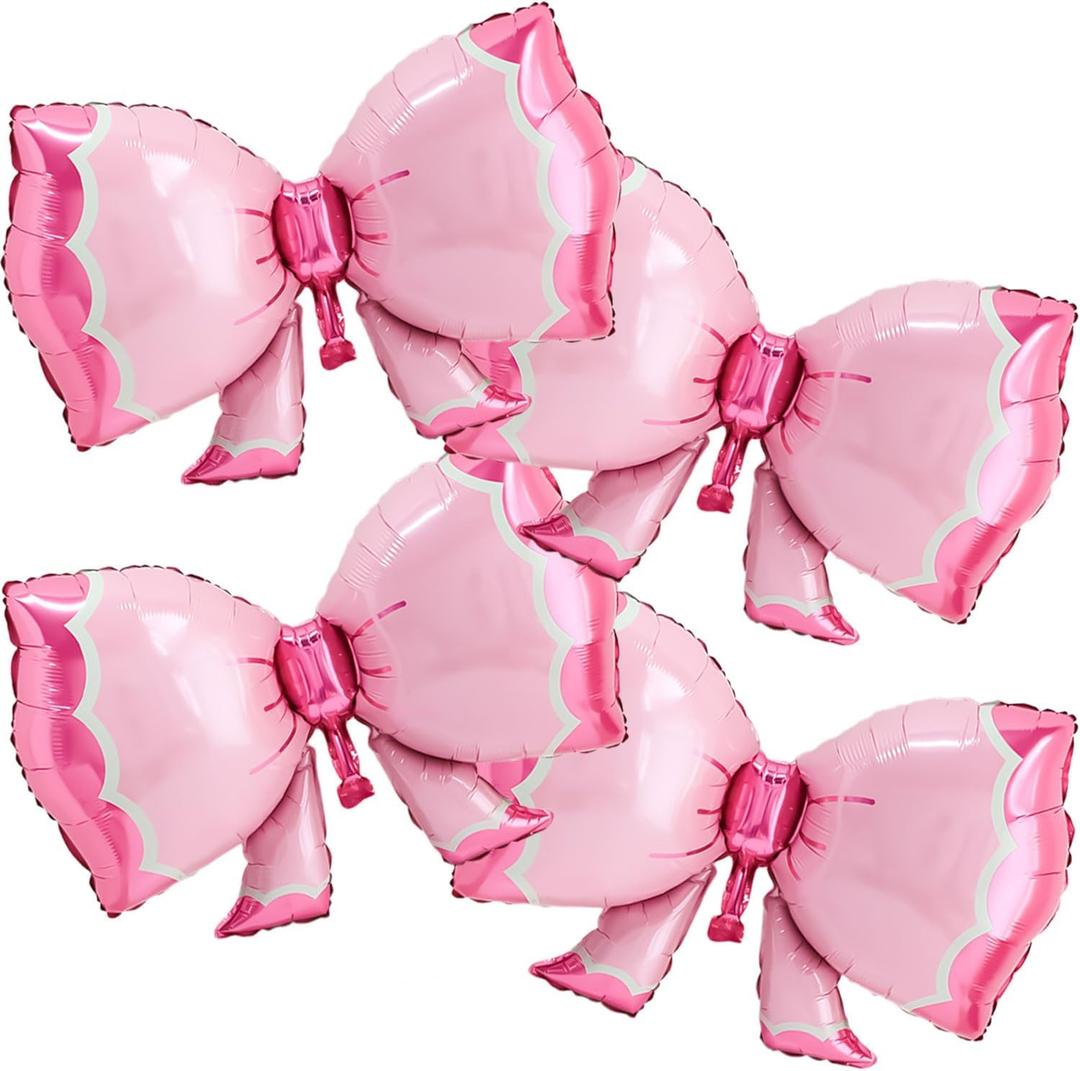 4 Pcs Large Pink Bow Balloons for Coquette Party Decorations and Birthday Decorations