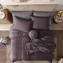 Monbix California King Size Comforter Set - 7 Pieces Bed in a Bag California King, Plum Bedding Sets with Comforter, All Seasons Comforter Bed Set with Sheets, Pillowcases & Shams