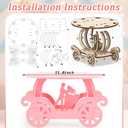 Lallisa 12" Pink Princess Cake Stand 3D PVC Cake Decorations with Prince and Princess Themed Holder Dessert Stand Centerpieces for Wedding Birthday Party Supplies
