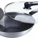 Non Stick Frying Pans,Hybrid 12 Inch Stainless Steel Frying Pan,Honeycomb Skillet with Lid,Non-Toxic Cooking Pan,Compatible with All Cooktops
