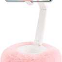 CALIDAKA Tablet Stand Pillow Cell Phone Pillow Holder for Bed Compatible with 2.36-3.35'' Phone 360Adjustable Phone Holder for Bed with Soft Plush Fabric, and Detachable Bowl(Color:Pink)
