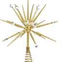 Christmas Tree Topper, Gold Glittered Starburst Tree Topper Star, Folding Tree Topper Christmas Decor for Home