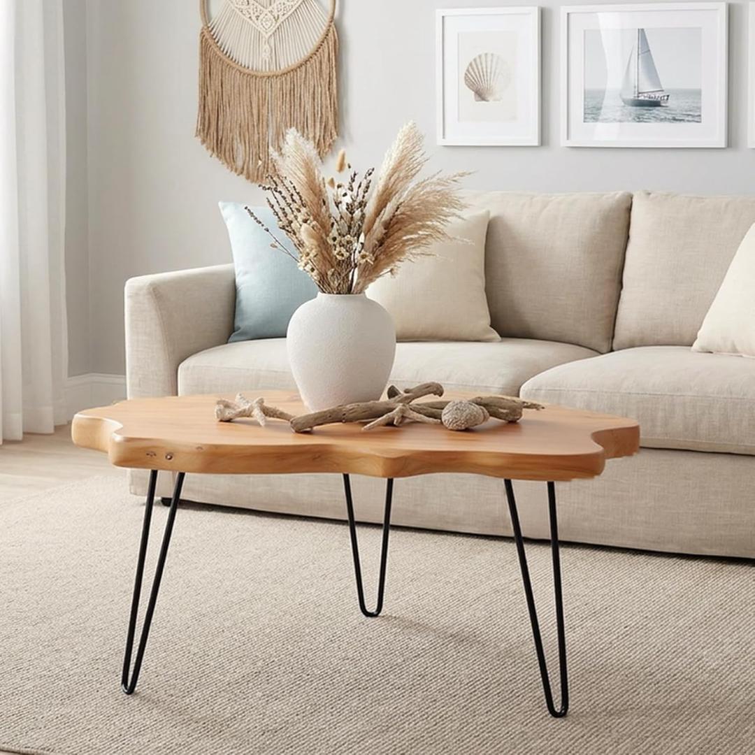 WELLAND Live Edge Cedar Wood Coffee Table 32.5" W x 17" D x 16" H