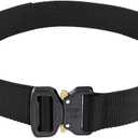 2 x AIKATE Men's Tactical Belt, Heavy Duty 1.5' Nylon Battle Belt with Quick Release Aluminium Buckle, Black, S-XL (Black, XL)