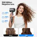 Hair Dryer, 150000 RPM Brushless Motor with 500M Negative Ions, Fast-Dry Lightweight Design, ThermoControl & Magnetic Nozzle/Diffuser, Low Noise Salon Blow Dryer for All Hair, Travel, Home, Dark