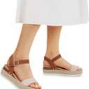 DREAM PAIRS Women's Platform Espadrilles Wedge Sandals, Comfortable Open Toe One Band Sandals for Women Dressy Casual Summer, Size 6