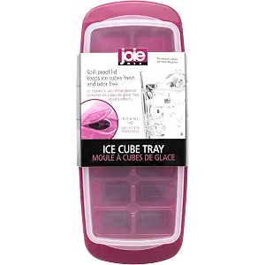 Joie Standard Ice Cube Tray, Covered and Stackable, No-Spill Removable Lid, Pop Open Door for Easy Refills, Keeps Ice Fresh, Freezer Durable, Dishwasher Safe