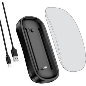 HONKID Wireless Charging Station for Magic Mouse 2, QI Mobile Phone and AirPods, Double-Sided Charging, 3 in 1 Wireless Charging Dock, USB-A to USB-C Cable Long 5ft, Black