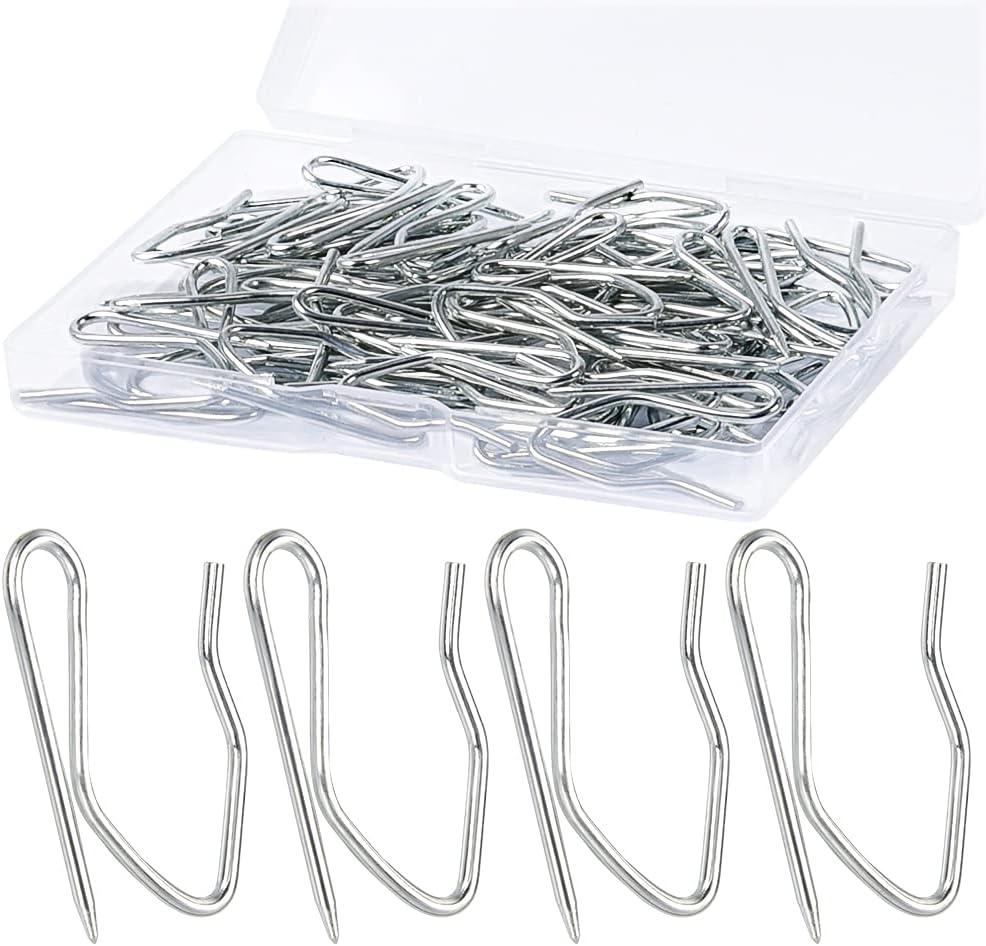 1.2 Inches Curtain Hooks, Sopito 58pcs Metal Drapery Pin and Hook for Door Window Shower Curtain, Silver White