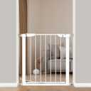 Fairy Baby 25.6-28.3 Inch Narrow Easy Install Baby Gate, Metal Safety Child Gate for Doorways, No Drilling Pressure Mounted Pet Gate for Small Stairs, No Extensions, White
