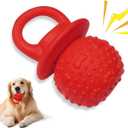 Latex Chew Dog Toys, Novelty Squeaky Pacifier Dog Toys for Teething Puppies, Mild Chewing Small, Medium, Large Dogs, Pet Dogs Supplies Newborn Puppy Gift (Red)