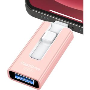 256GB USB Flash Drive for Phone and Pad, High Speed External USB Thumb Drives - Photo Storage Memory Stick for Save More Photos and Videos (Pink, 256GB)