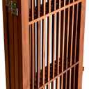 Urnporium Pet Dog Gate Freestanding, Strong Durable Folding Wooden Fence, Portable Acacia Hardwood Safety Barrier for Indoor & Outdoor Use (Brown Pet Gate, 4 Panel 30" Tall)
