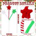 Jetec 6 Pcs Star Tree Picks for Christmas Tree Decorations, Green Red White 3 Head Woolen Star Picks, 14.9 Inch Plush Stars Ornaments Topper Branches for Xmas Home Office Vase Filler Party Supplies