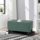 MAXIJIN Velvet Ottoman Cover Rectangular Stretch Square Ottoman Covers Slipcover Rectangle Washable Foot Stool Cover Thick Storage Protector with Elastic Bottom (Ottoman Small, Pea Green)