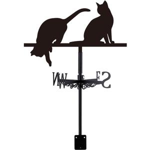 SUPERDANT Cats Weathervane Animals Weather Vane for Yard Cat Metal Wind Vanes Roof Mount for Outside Garden Black Weathervanes Farmhouse Farm Barn Sheds Patio Outdoor Decorations Gifts