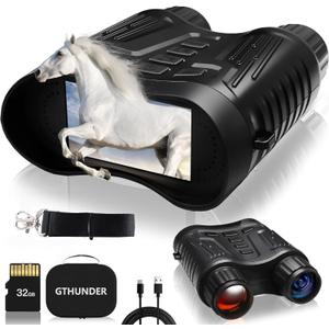GTHUNDER 4K Night Vision Goggles, 4000mAH Rechargeable Infrared Digital Night Vision Binoculars, 32GB Card for Video and Photo