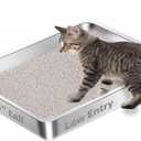 Amibud Low Entry Stainless Steel Cat Litter Box for Kittens, Metal Kitty Shallow Litter Box, Easy Access Kitty Litter Pan Tray, Easy Cleaning -17.72'' Lx 13.78'' W x 2.76'' H