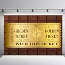 7x5ft Golden Ticket Backdrop Chocolate Factory Backdrops Candy Party Photo Booth Props Birthday Party Background Holiday Party Supplies Photo Props YUNBYC356