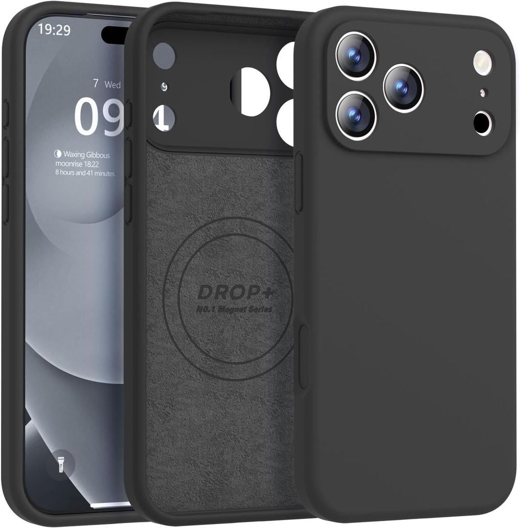 Ktele Magnetic for iPhone 17 Pro Case [Compatible with Magsafe] [Premium Silicone Satin-Smooth Touch] Slim Shockproof Anti-Scratch Microfiber Lining Case, 6.3 inch, Black