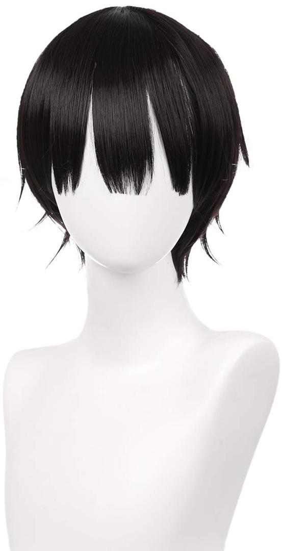 Black Short Cosplay Wig & 1 Hair Net Cap, for After School Theme Anime Costume Party; 33BK