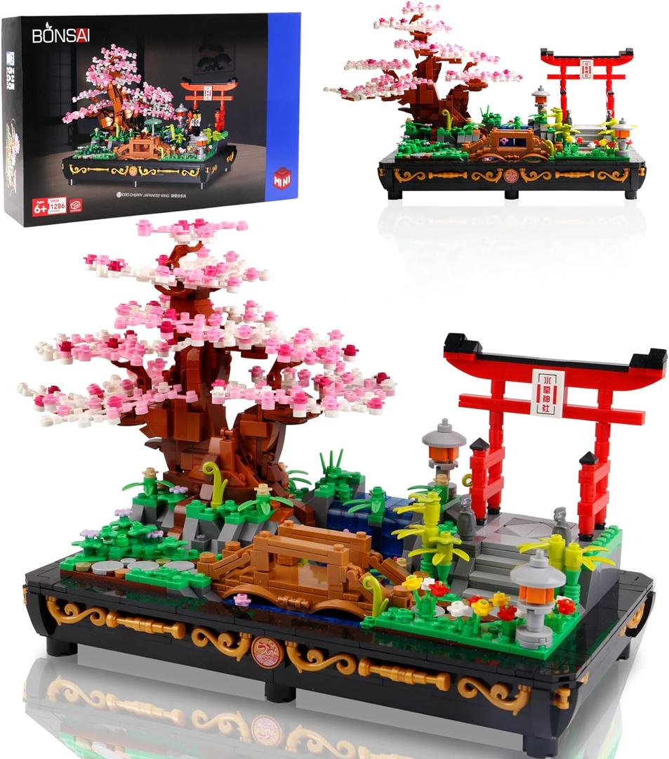 Cherry Blossom Meaningful Bonsai Tree Building Sets,Japanese Style Sakura Tree Mini Building Blocks(1286 PCS),Enjoy Your Own Beautiful Display Show, Present for Kids and Adults