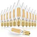 Hizashi LED Candelabra Bulbs 60 watt Equivalent 2700K Soft Warm White, Dimmable Chandelier Light Bulbs, 90+ CRI 6W 550LM, CA11 Flame Tip E12 LED Candle Bulb, UL Listed - 12 Pack