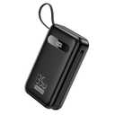 EnergyQC Power Bank, 20,000mAh 35W PD 3.0+QC 4.0 Fast Charging Portable Charger with Builtin Lightning & USBC in&Out Cables, Battery Pack for iPhone 16/15/14 Series, Galaxy, iPad, AirPods, Black